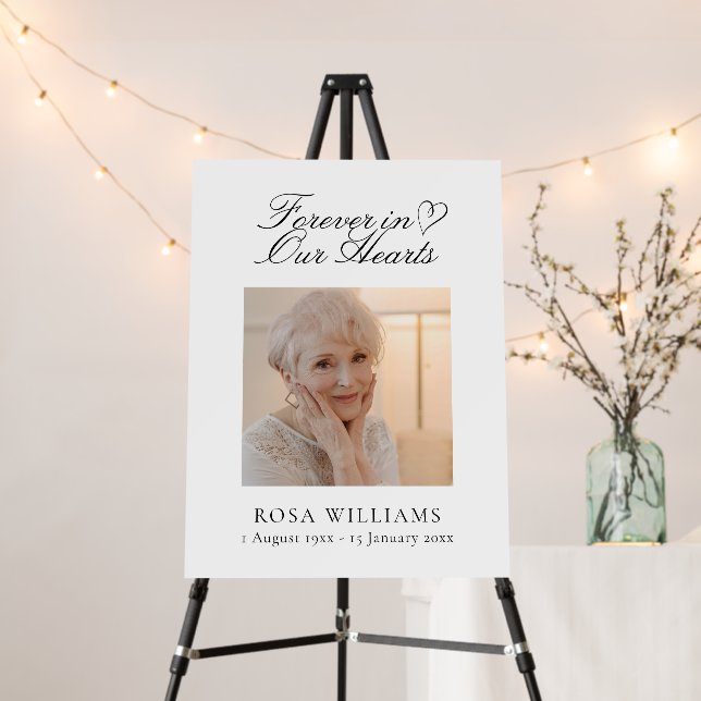 Simple Elegant Photo Funeral Memorial Sign (In Situ (Stand))