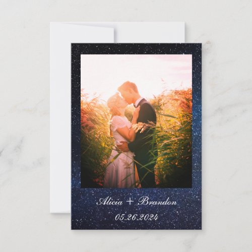 Simple Elegant Photo Galaxy Celestial Text Wedding Save The Date