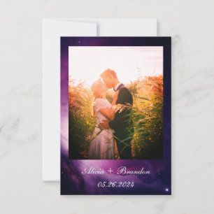 Simple Elegant Photo Galaxy Celestial Text Wedding Save The Date