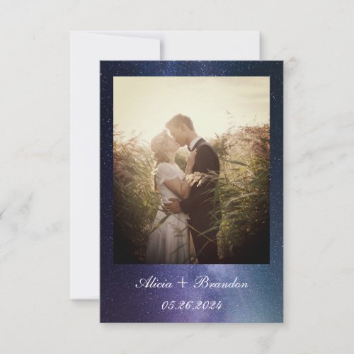 Simple Elegant Photo Galaxy Celestial Text Wedding Save The Date