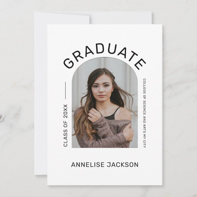 Simple elegant photo graduation announcement (Front)