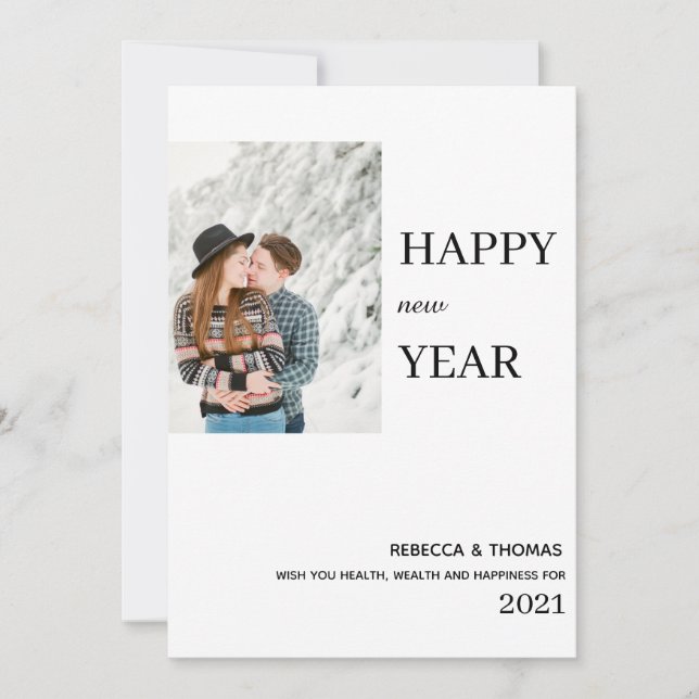 simple elegant photo happy new year save the date (Front)