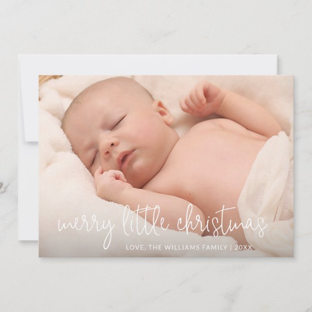 Simple Elegant Photo Holiday Birth Announcement (Front)