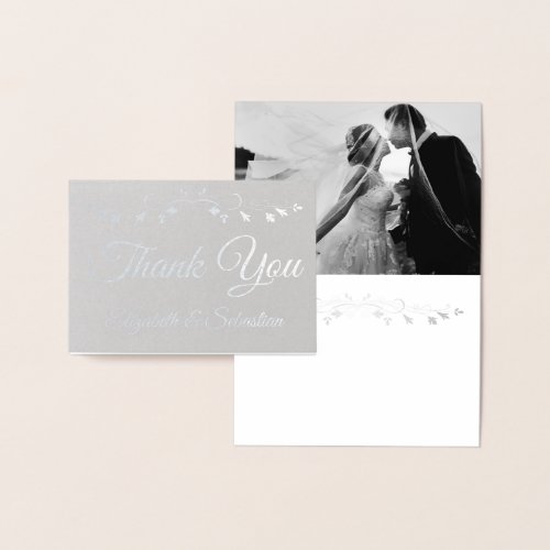 Simple Elegant Photo Inside Wedding Thank You Foil Card