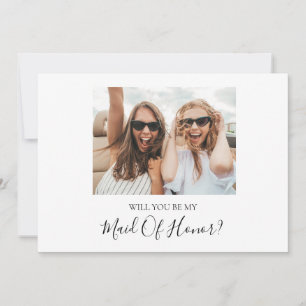 Simple Elegant Photo Maid Of Honor Proposal Card