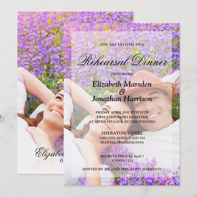 Simple Elegant  Photo Minimalist Rehearsal Dinner Invitation (Front/Back)