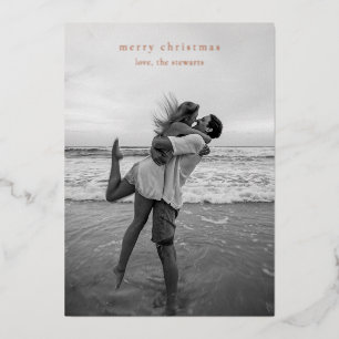 Simple Elegant Photo Modern Christmas Foil Holiday Card
