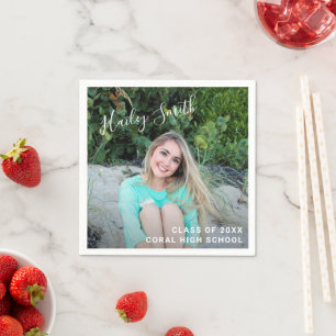 Simple Elegant Photo Modern Graduation Napkins