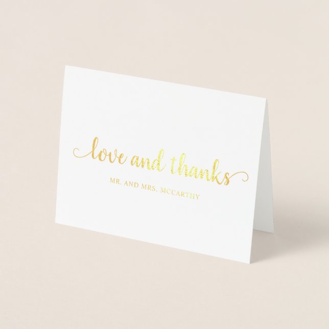 Simple Elegant Photo Modern Wedding Foil Card (Front)