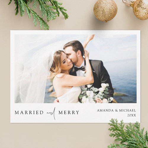 Simple Elegant Photo Newlywed Christmas Card