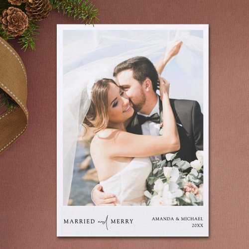 Simple Elegant Photo Newlywed Christmas Holiday Card