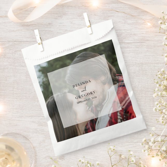 Simple Elegant Photo Overlay Script Wedding Favor Bag (Clipped)