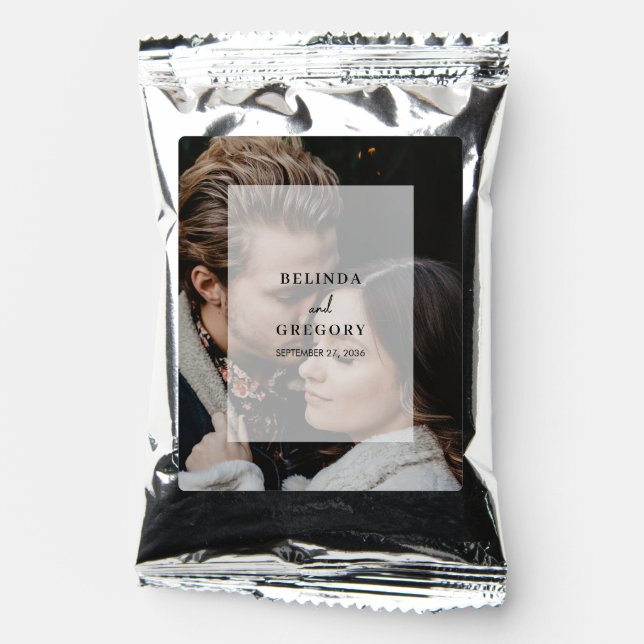 Simple Elegant Photo Overlay Script Wedding Favor Coffee Drink Mix (Front)