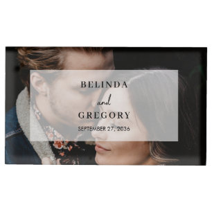Simple Elegant Photo Overlay Script Wedding Favor Place Card Holder