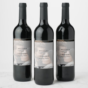 Simple Elegant Photo Overlay Script Wedding Favor Wine Label