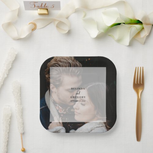 Simple Elegant Photo Overlay Script Wedding Paper Plates