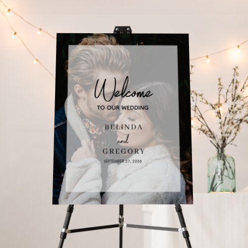Simple Elegant Photo Overlay Wedding Welcome Foam Board