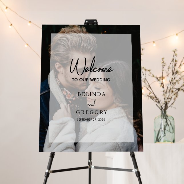 Simple Elegant Photo Overlay Wedding Welcome Foam Board (In Situ (Stand))