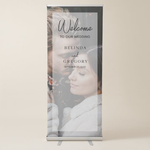 Simple Elegant Photo Overlay Wedding Welcome Retractable Banner