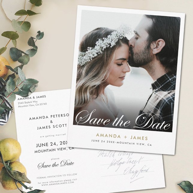 Simple Elegant Photo Save the Date Announcement Postcard (Creator Uploaded)