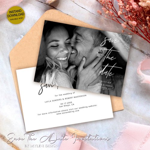 Simple Elegant Photo Save the Date Card