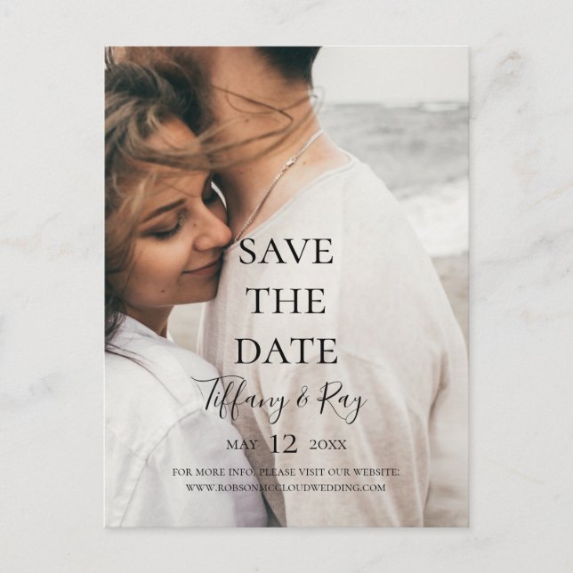 Simple Elegant Photo Save The Date Postcard (Front)