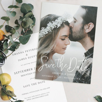 Simple Elegant Photo Save The Date Wedding Invite by goattreedesigns at Zazzle