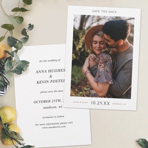 Simple Elegant Photo Save the Date Wedding Invite