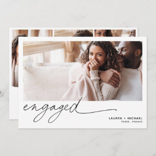 Simple Elegant Photo Script QR Code Engagement Invitation