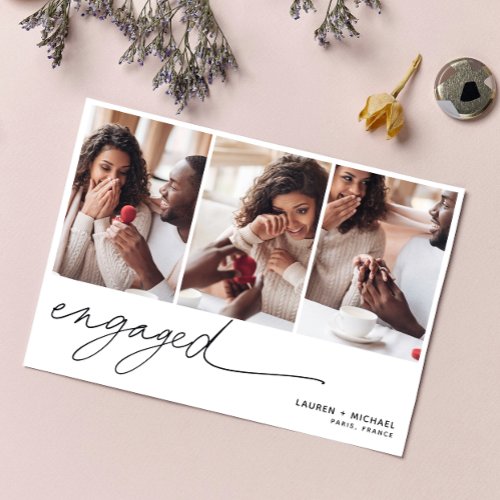 Simple Elegant Photo Script QR Code Engagement Invitation