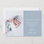 Simple Elegant Photo Signature Script Baptism  Thank You Card