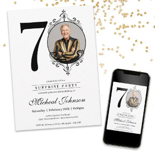 Simple Elegant Photo Surprise 70th Birthday Party  Invitation