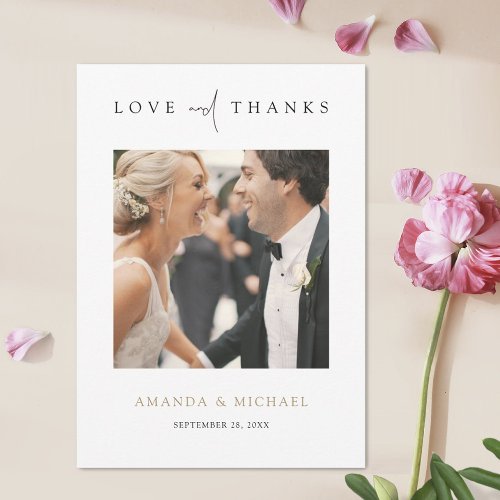 Simple Elegant Photo Thank You Wedding Card 