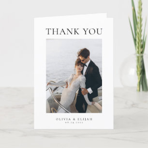 Simple Elegant Photo W Note Wedding Letterpress Thank You Card