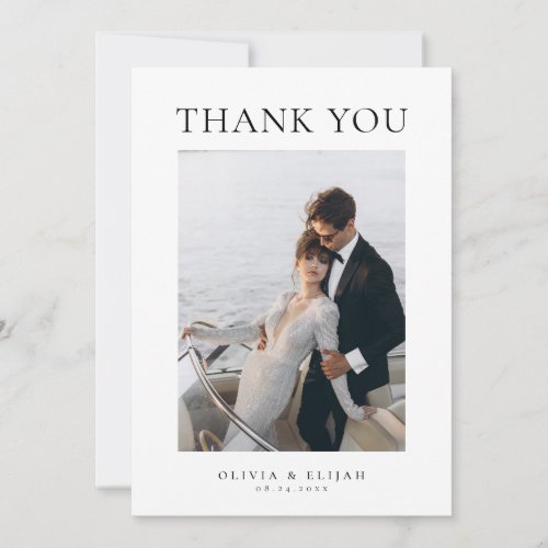 Simple Elegant Photo W Note Wedding Thank You Card