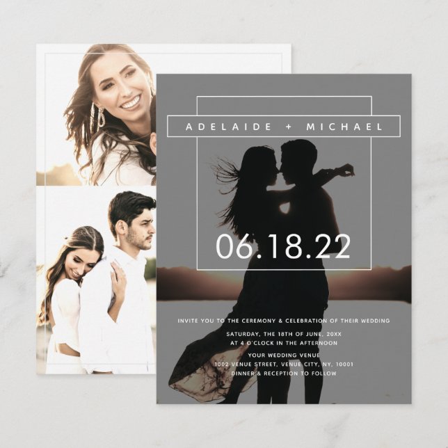Simple Elegant Photo Wedding Invitation (Front/Back)