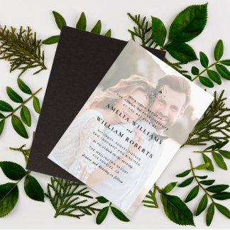 simple elegant photo wedding invitation