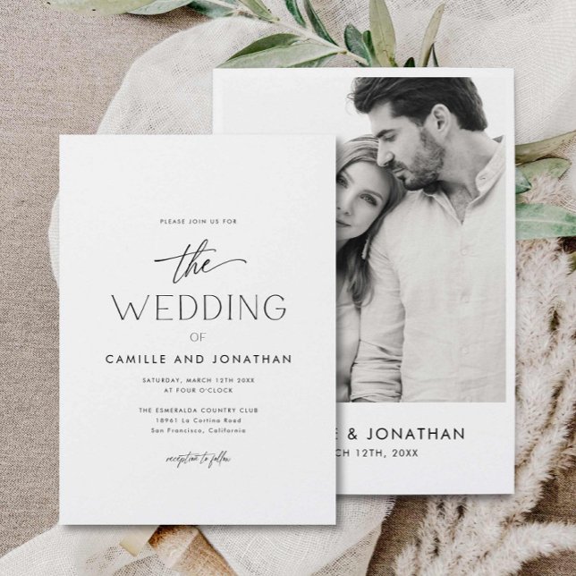 Simple Elegant Photo Wedding Invitation (Simple Modern Photo Wedding Invite)