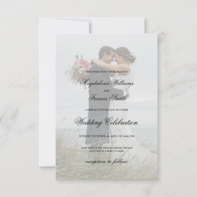 simple elegant photo wedding invitation (Front)