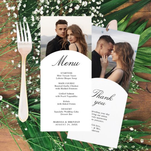 Simple  Elegant Photo Wedding Menu Card