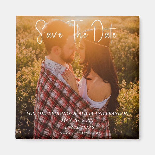 Simple Elegant Photo Wedding Modern Magnet (Front)