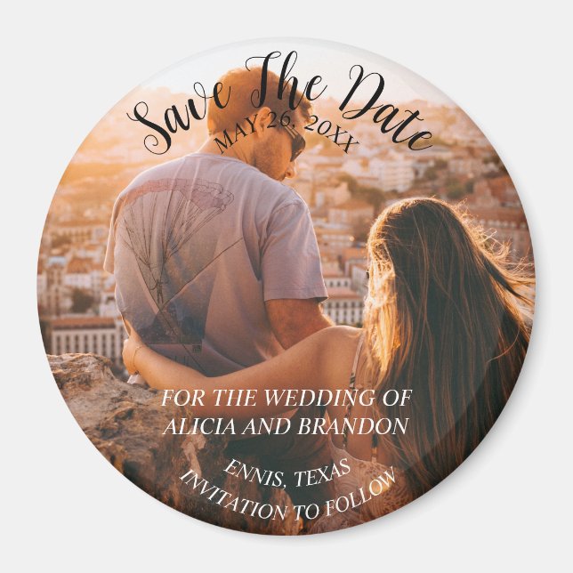 Simple Elegant Photo Wedding Modern Rustic Magnet (Front)