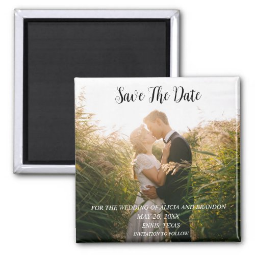 Simple Elegant Photo Wedding Modern Whimsy Magnet