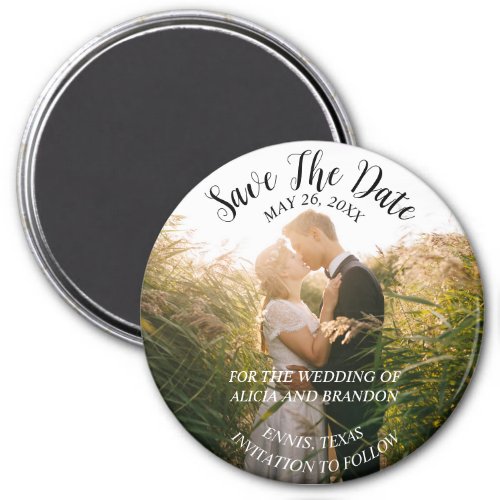 Simple Elegant Photo Wedding Modern Whimsy Magnet