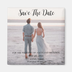 Simple Elegant Photo Wedding Modern Whimsy Magnet