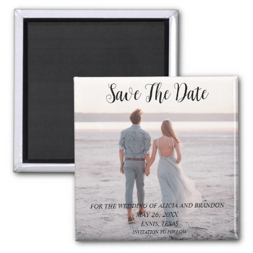 Simple Elegant Photo Wedding Modern Whimsy Magnet