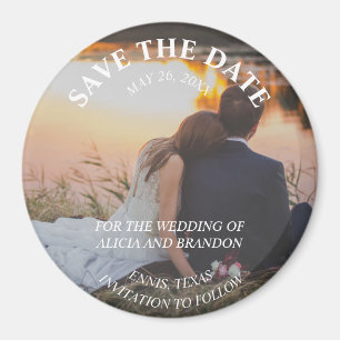 Simple Elegant Photo Wedding Modern Whimsy Magnet