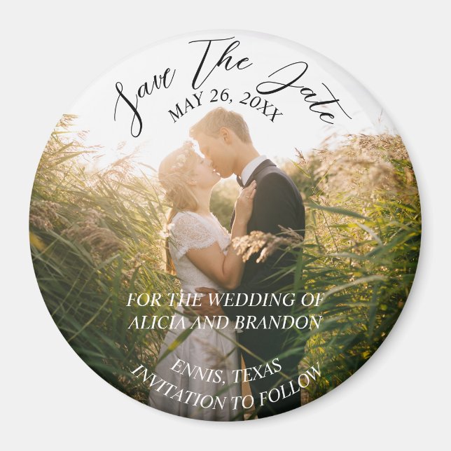 Simple Elegant Photo Wedding Modern Whimsy Magnet (Front)