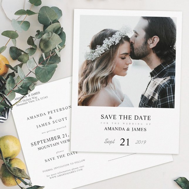 Simple Elegant Photo Wedding Save the Date Announcement Postcard (Creator Uploaded)