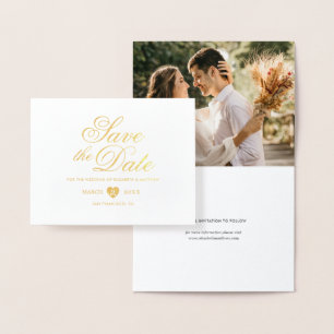 Simple Elegant Photo Wedding Save The Date Foil Card